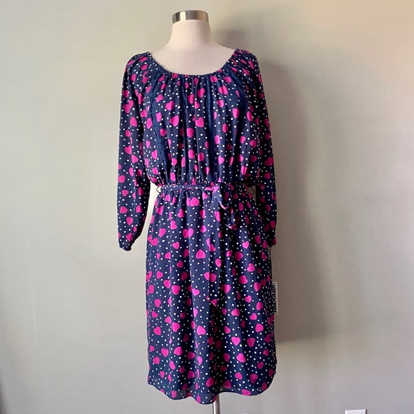 NWT Vicky Tiel Heart Polka Dot Off Shoulder Fit & Flare Dress Womens Size Small - Picture 4 of 8